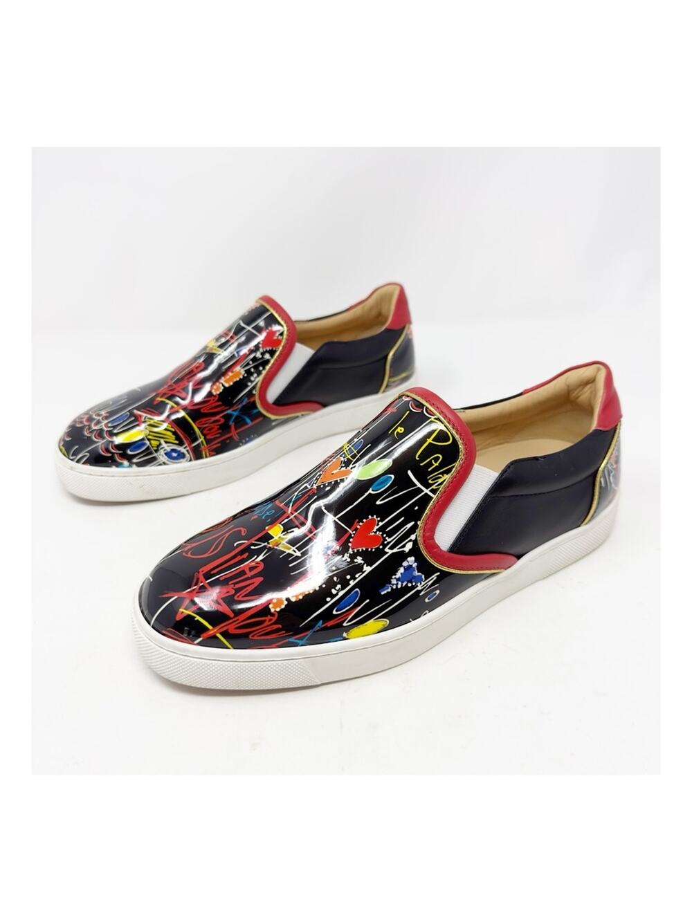 Christian Louboutin Masteralta Loubitag Patent Slip On Sneakers Womens Size 37.5